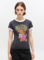 Camiseta Ganni corta negra peluche